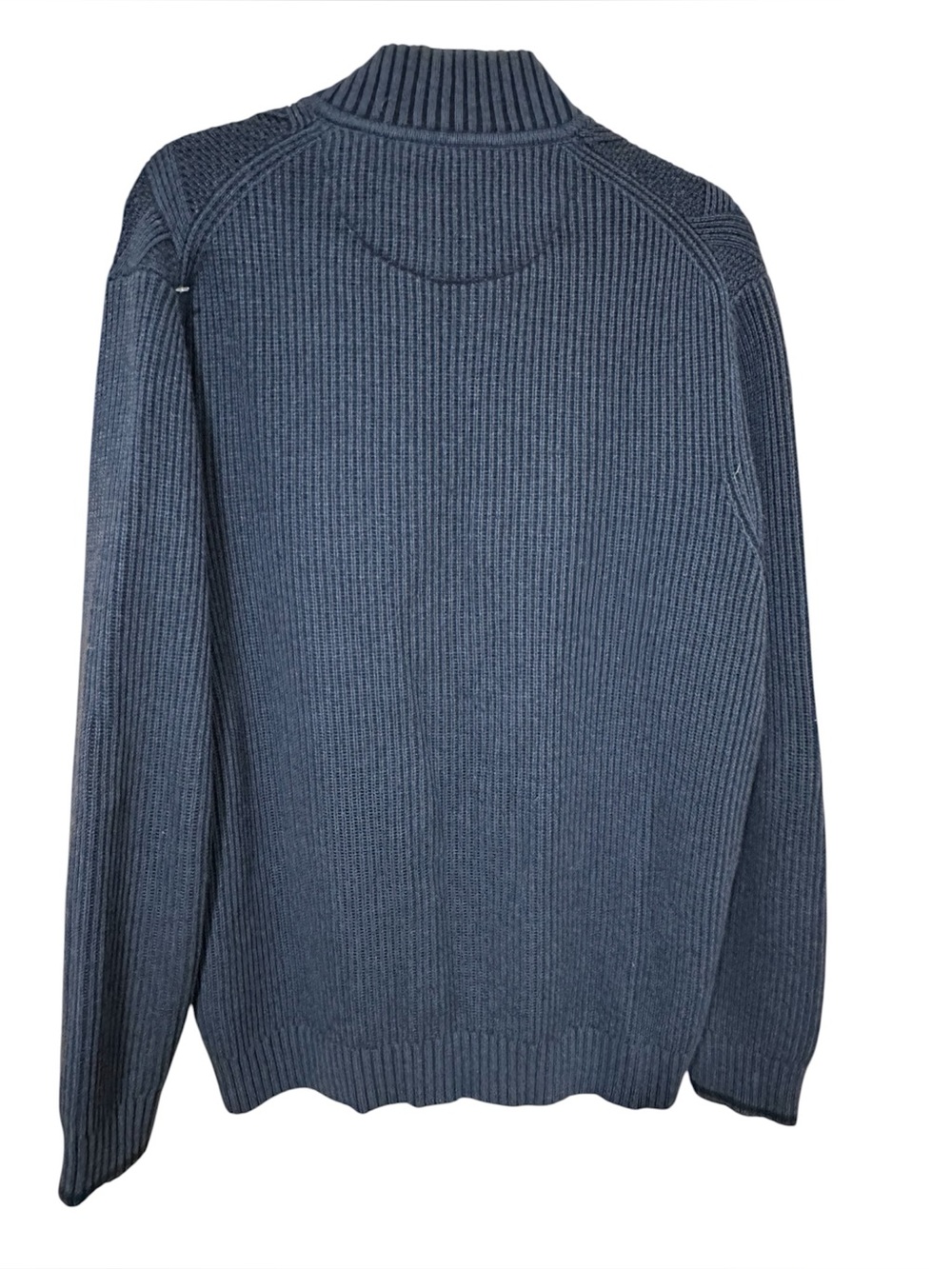 Tommy Bahama Men's Cotton Quarter-Zip Cable Knit Sweater - Dusty Blue - Large - Picture 4 of 6